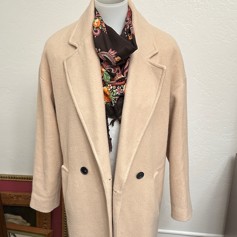 Zara women’s Long Cream Beige Coat